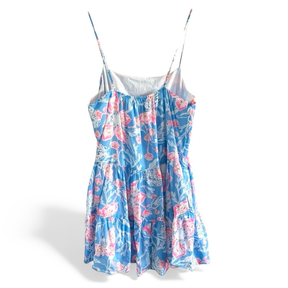 LILLY PULITZER ALESSIA COTTON PINK BLUE BAHAMIAN RHAPSODY FLORAL PREPPY DRESS XL - Picture 5 of 6